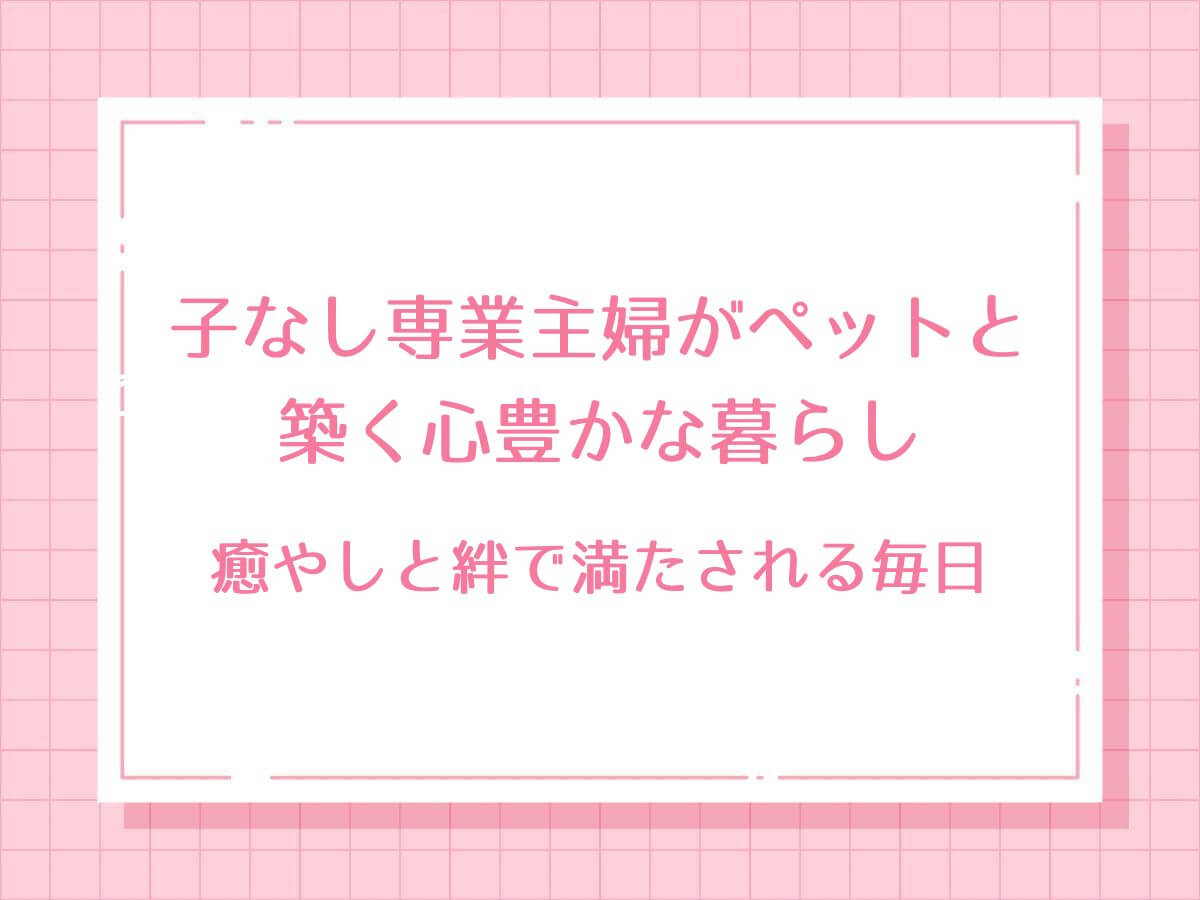 子なし専業主婦がペットと築く心豊かな暮らし：癒やしと絆で満たされる毎日